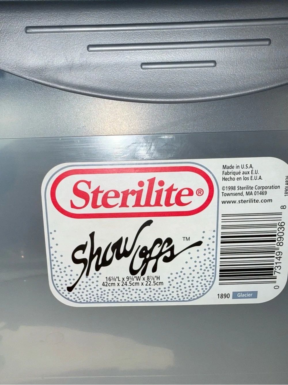 Sterilite Large EZ Carry Show Off Storage Tote #1890 blue glacier Hinged Lid